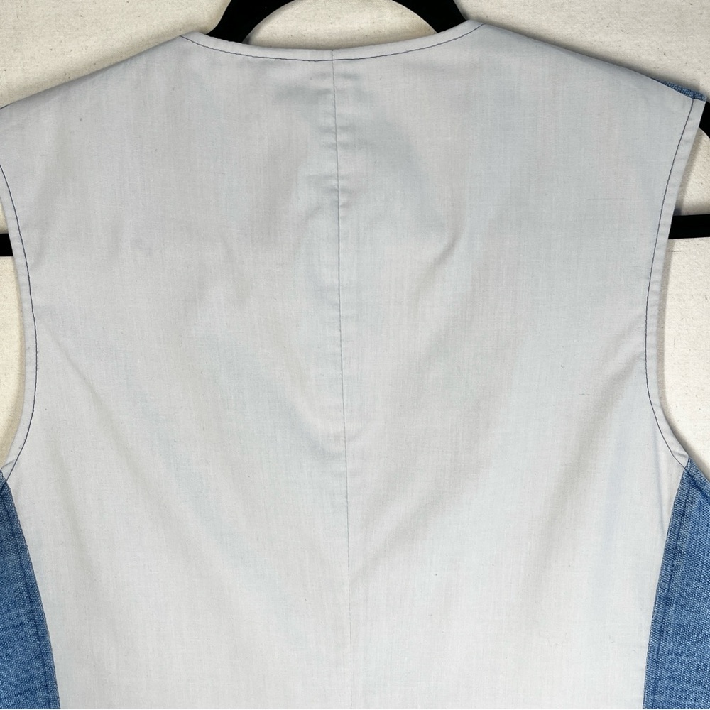 G-Stage Mens Vest Size Large Blue Cream Knitted Cotton 5 Button Closure - Picture 6 of 13